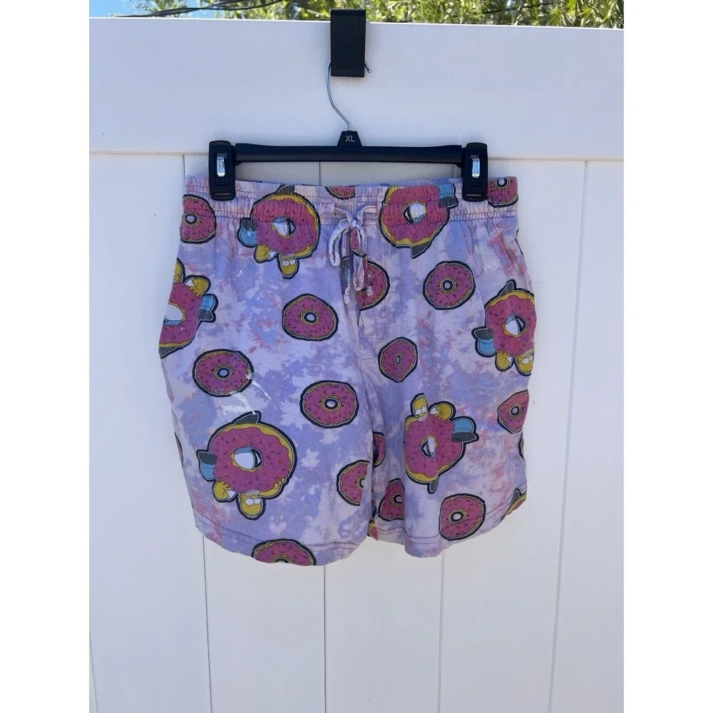 The Simpsons Homer Simpson Donuts Lounge Pajama Shorts Sz Medium Womens